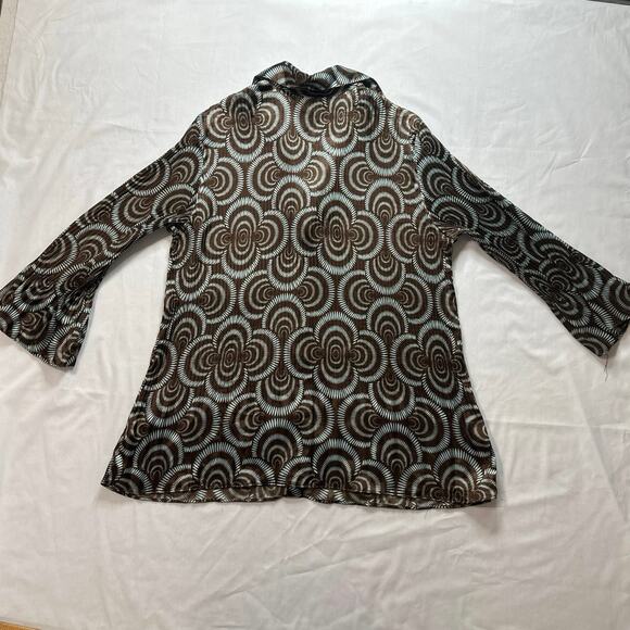 Sere Nade New York Blue & Brown Accordian Crinkle Button Up Blouse size 1XL - Picture 3 of 5
